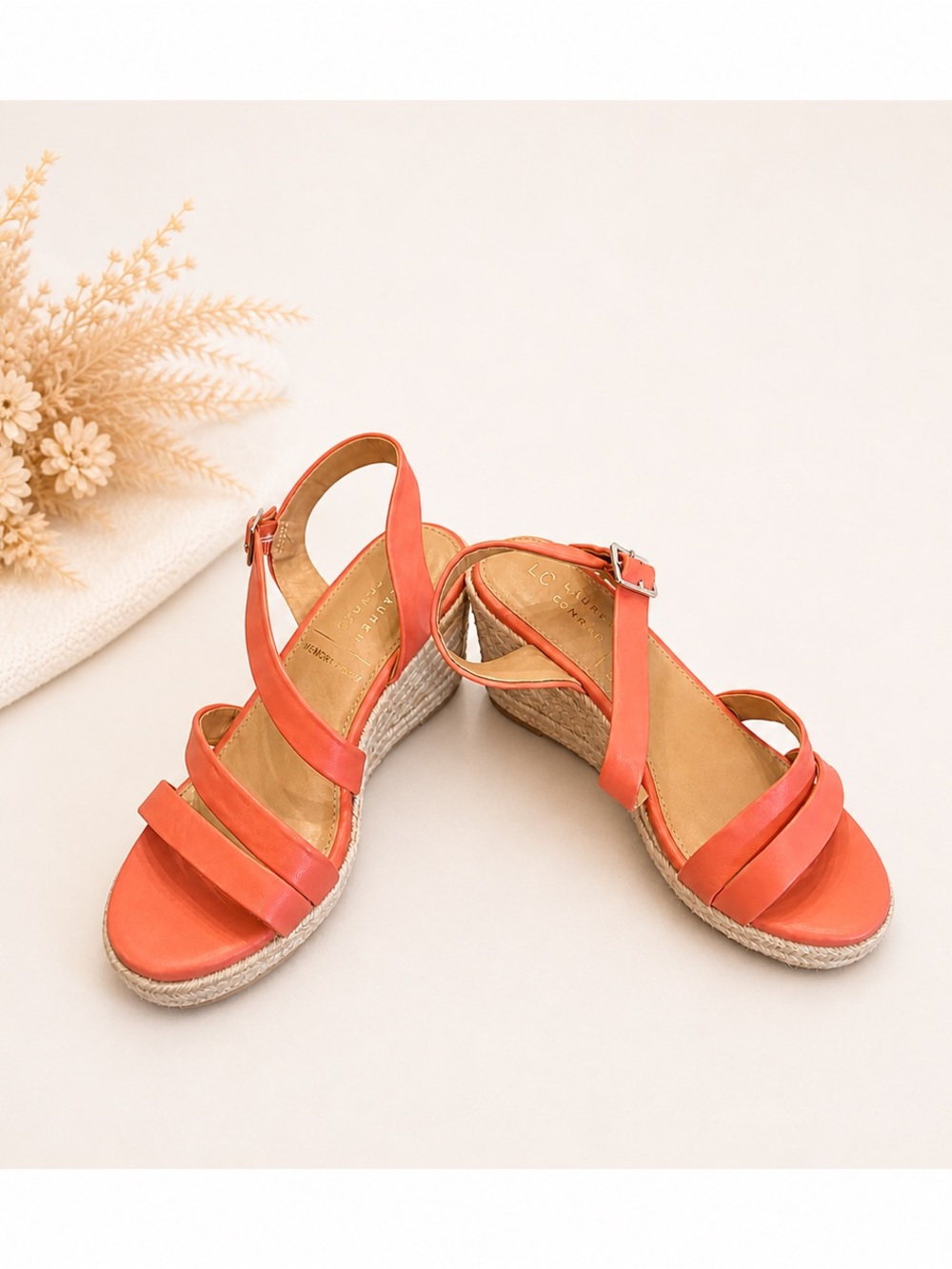 LC Lauren Conrad Coral Espadrille Wedge Sandals Size 7M